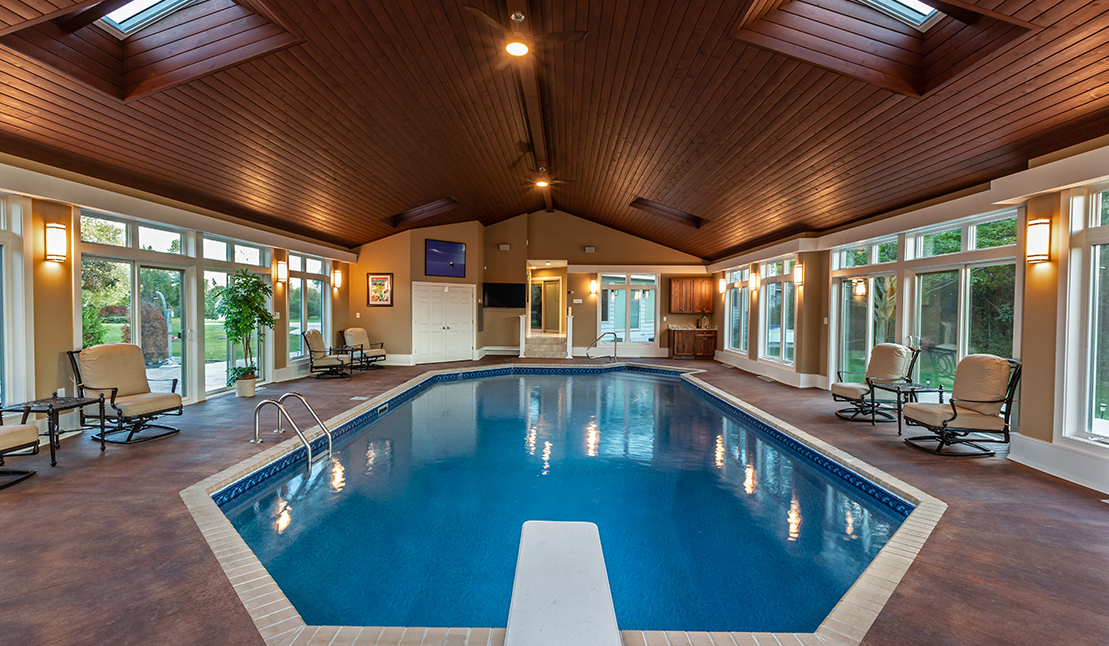 Interior of pool enclosure addition in Brookfield