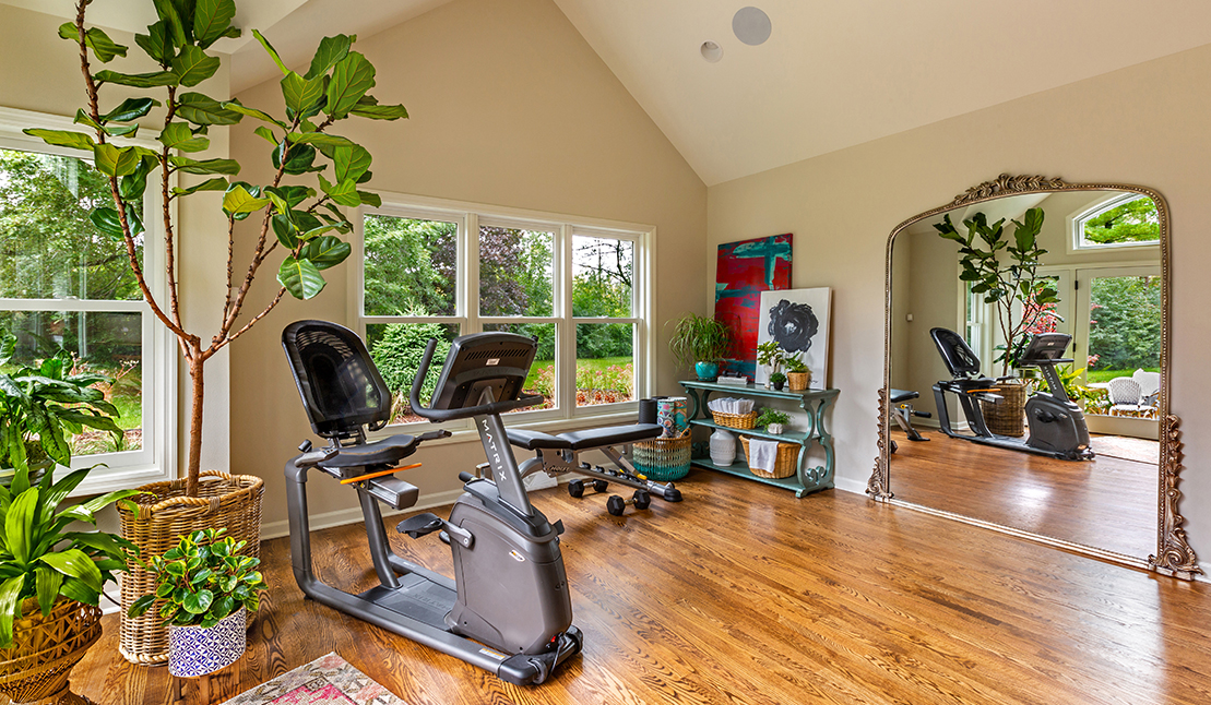 Home addition in River Hills with indoor gym
