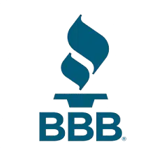 Blue BBB logo featuring a torch with two flames above the letters "BBB," symbolizing trust and integrity in business practices.